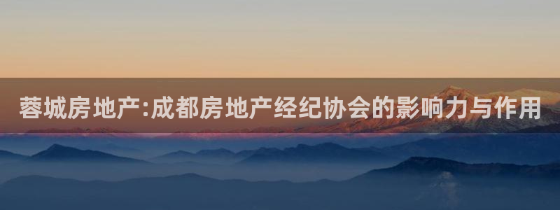 新宝5登录平台：蓉城房地产:成都房地产经纪协会的影响力与作用