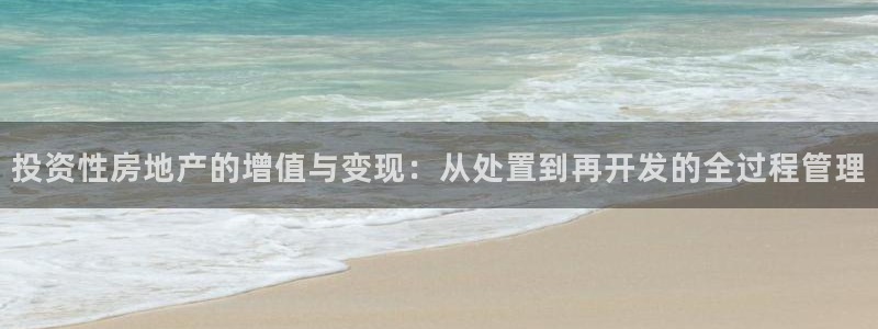新宝5手机版：投资性房地产的增值与变现：从处置到再开发的全过