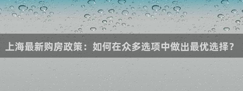 新宝5网：上海最新购房政策：如何在众多选项中做出最优选择？